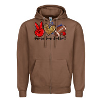 Chestnut peace love football Zipper Hoodie - Zillion Design Studio