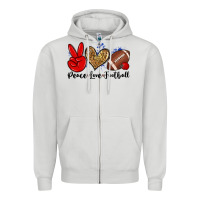 Dove Grey peace love football Zipper Hoodie - Zillion Design Studio