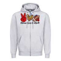 Heather Grey peace love football Zipper Hoodie - Zillion Design Studio