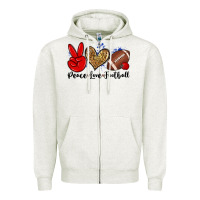 Oatmeal Heather peace love football Zipper Hoodie - Zillion Design Studio