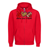 Red peace love football Zipper Hoodie - Zillion Design Studio