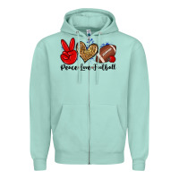 Seafoam peace love football Zipper Hoodie - Zillion Design Studio