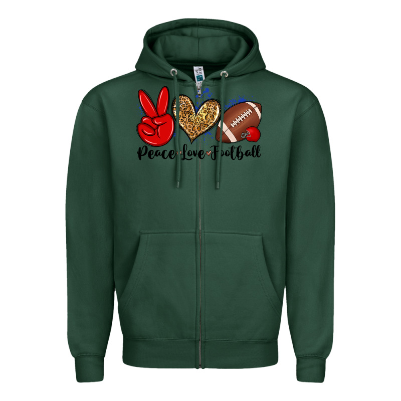Peace Love Football Zipper Hoodie by Zillion Design Studio | Teevron