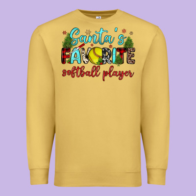 Santa S Favorite Softball Player Premium Sweatshirt Designed By Jahusdesignshop