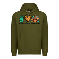 Army Green peace love thankful turkey Premium Hoodie - Jasminsmagicworld