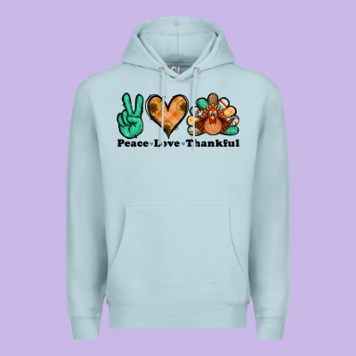 Peace Love Thankful Turkey Premium Hoodie Designed By Jasminsmagicworld