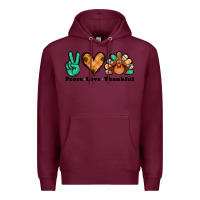 Burgundy peace love thankful turkey Premium Hoodie - Jasminsmagicworld