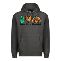 Charcoal Heather peace love thankful turkey Premium Hoodie - Jasminsmagicworld