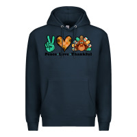 Navy peace love thankful turkey Premium Hoodie - Jasminsmagicworld