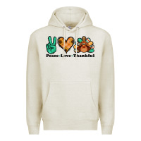 Oatmeal Heather peace love thankful turkey Premium Hoodie - Jasminsmagicworld