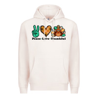 Pale Pink peace love thankful turkey Premium Hoodie - Jasminsmagicworld
