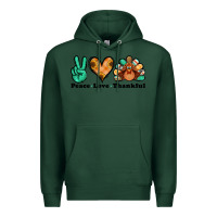 Sports Green peace love thankful turkey Premium Hoodie - Jasminsmagicworld