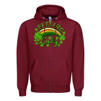 Burgundy feeling lucky with rainbow Zipper Hoodie - RanaPortraitStore