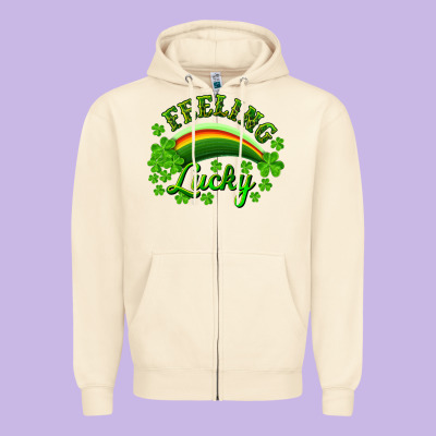 Feeling Lucky With Rainbow Zipper Hoodie Designed By Ranaportraitstore
