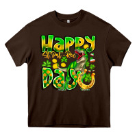 Chocolate Brown Happy St Patricks Rex Day Heavy Core Tee - CowhideDigitalArt