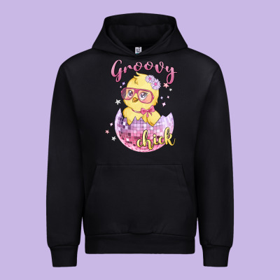 Groovy Chick Easter Urban Hoodie Designed By Maliassmallbusiness