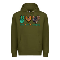 Army Green peace love thanksgiving Premium Hoodie - Jasminsmagicworld