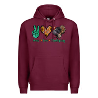 Burgundy peace love thanksgiving Premium Hoodie - Jasminsmagicworld