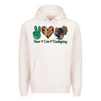 Pale Pink peace love thanksgiving Premium Hoodie - Jasminsmagicworld