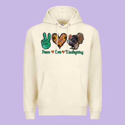 Peace Love Thanksgiving Premium Hoodie Designed By Jasminsmagicworld