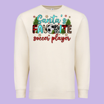 Santa S Favorite Soccer Player Premium Sweatshirt Designed By Jahusdesignshop