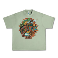 Oil Green bucking bronco aztec shape background Urban Heavy Tee - Artiststas
