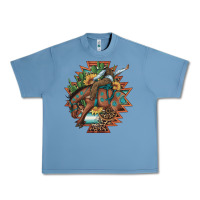 Pebble Blue bucking bronco aztec shape background Urban Heavy Tee - Artiststas