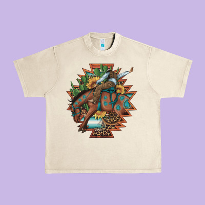 Bucking Bronco Aztec Shape Background Urban Heavy Tee Designed By Artiststas