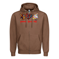 Chestnut peace love art Zipper Hoodie - texasbilliewilder