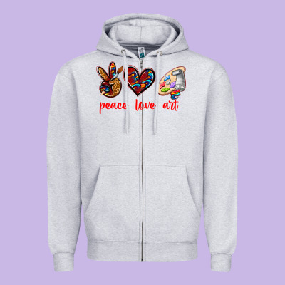 Peace Love Art Zipper Hoodie Designed By Texasbilliewilder