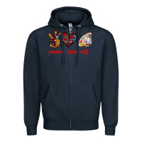 Navy peace love art Zipper Hoodie - texasbilliewilder