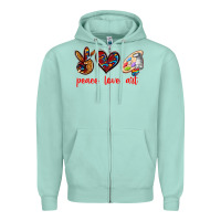 Seafoam peace love art Zipper Hoodie - texasbilliewilder