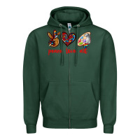 Sports Green peace love art Zipper Hoodie - texasbilliewilder