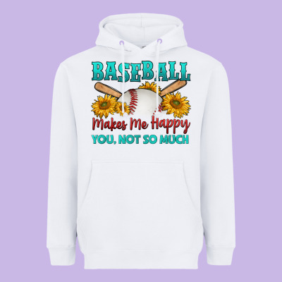 Baseball Makes Me Happy You, Not So Much Heavyweight Hoodie Designed By Hra Design Shop