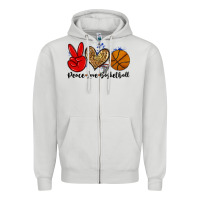 Dove Grey peace love basketball Zipper Hoodie - Zillion Design Studio