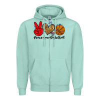 Seafoam peace love basketball Zipper Hoodie - Zillion Design Studio