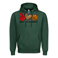 Sports Green peace love basketball Zipper Hoodie - Zillion Design Studio