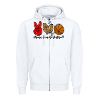 White peace love basketball Zipper Hoodie - Zillion Design Studio