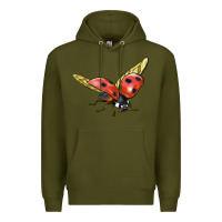 Army Green Ladybug Flying Premium Hoodie - LillyAllenDesigns