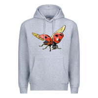 Heather Grey Ladybug Flying Premium Hoodie - LillyAllenDesigns