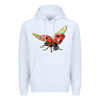 White Ladybug Flying Premium Hoodie - LillyAllenDesigns