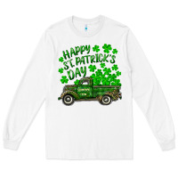 White happy st. patricks day shamrock farm truck Long Sleeve Tee - RanaPortraitStore