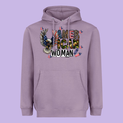 American Woman Heavyweight Hoodie Designed By Cowhidedigitalart