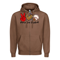Chestnut peace love baseball Zipper Hoodie - Zillion Design Studio