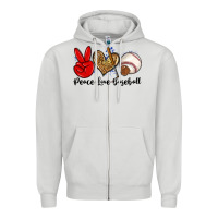 Dove Grey peace love baseball Zipper Hoodie - Zillion Design Studio