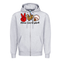 Heather Grey peace love baseball Zipper Hoodie - Zillion Design Studio