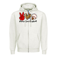 Oatmeal Heather peace love baseball Zipper Hoodie - Zillion Design Studio