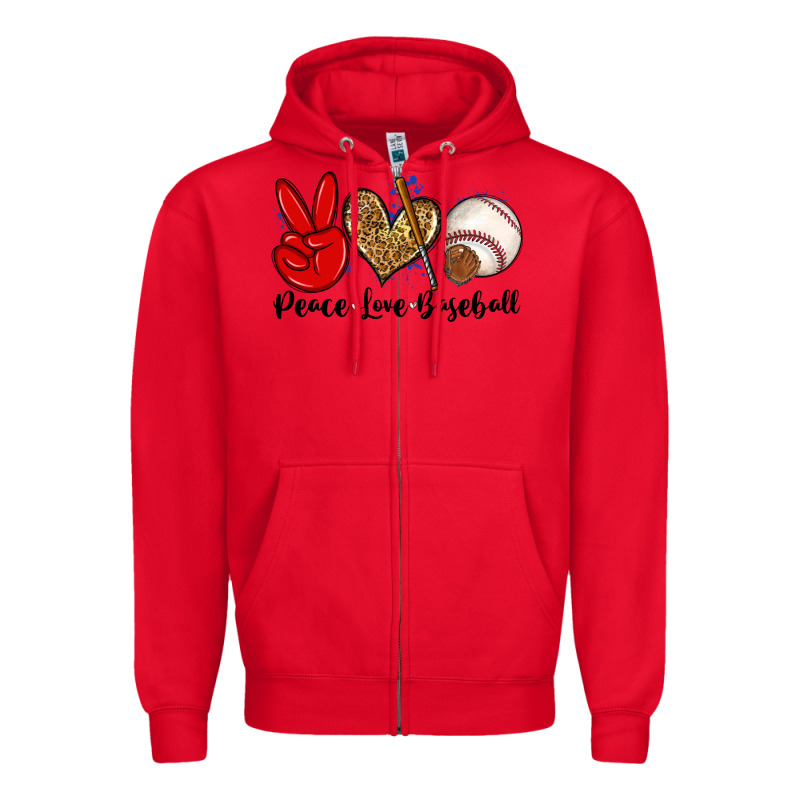 Peace Love Baseball Zipper Hoodie by Zillion Design Studio | Teevron