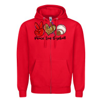 Red peace love baseball Zipper Hoodie - Zillion Design Studio