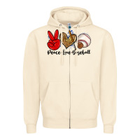 Sandshell peace love baseball Zipper Hoodie - Zillion Design Studio